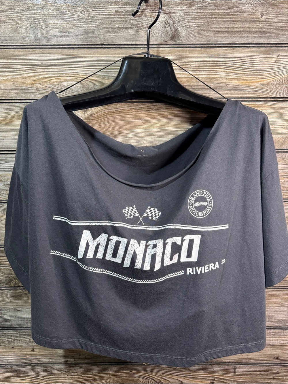 Monaco Riviera Graphic Crop Top - Black